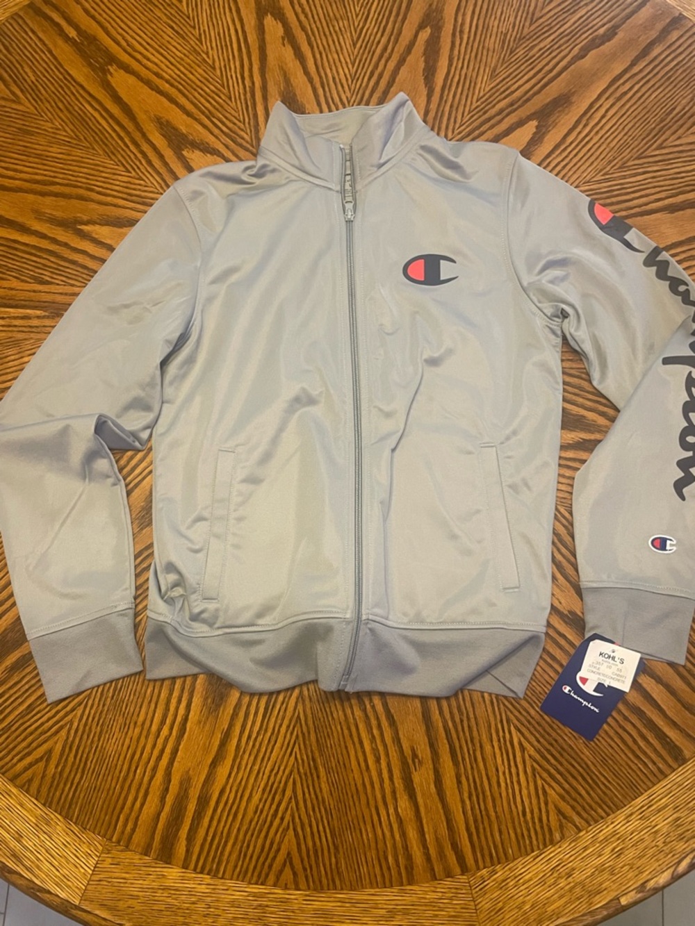 NWT Youth Champion Gray Full-Zip Athletic Jacket with Logo Accents Size YL